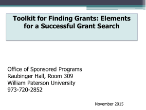 Toolkit for Finding Grants: Elements for a Successful Grant Search