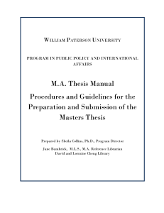 M.A. Thesis Manual Procedures and Guidelines for the Masters Thesis