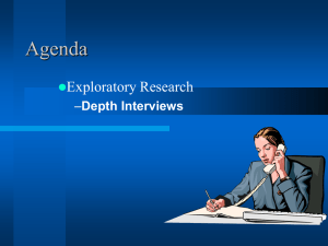 Agenda Exploratory Research Depth Interviews 