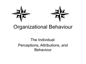 Organizational Behaviour The Individual: Perceptions, Attributions, and Behaviour