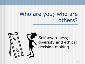 Who are you; who are others? Self awareness; diversity and ethical