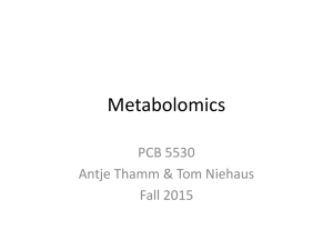 Metabolomics PCB 5530 Antje Thamm &amp; Tom Niehaus Fall 2015