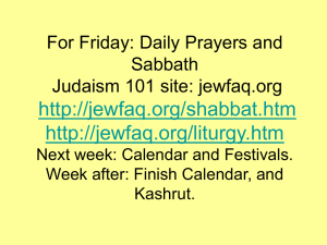 For Friday: Daily Prayers and Sabbath
