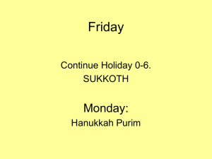 Friday Monday: Continue Holiday 0-6. SUKKOTH
