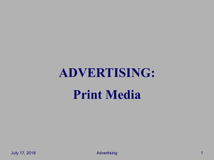 ADVERTISING: Print Media July 17, 2016 Advertising