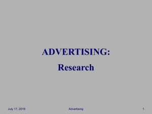 ADVERTISING: Research July 17, 2016 Advertising