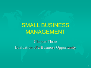 SMALL BUSINESS MANAGEMENT Chapter Three Evaluation of a Business Opportunity
