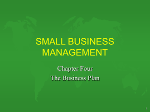 SMALL BUSINESS MANAGEMENT Chapter Four The Business Plan