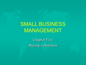 SMALL BUSINESS MANAGEMENT Chapter Five Buying a Business