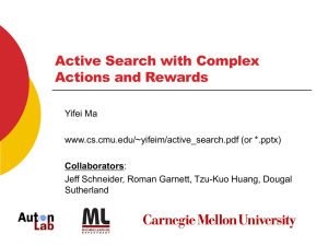 Active Search with Complex Actions and Rewards