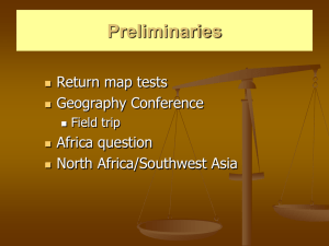 Preliminaries Return map tests Geography Conference Africa question