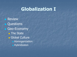 Globalization I Review Questions Geo-Economy