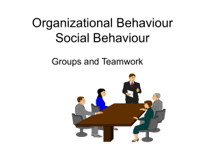 Organizational Behaviour Social Behaviour Groups and Teamwork