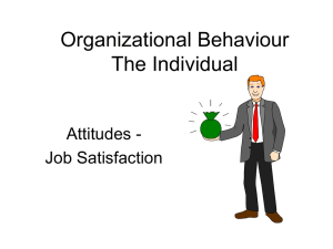 Organizational Behaviour The Individual Attitudes - Job Satisfaction