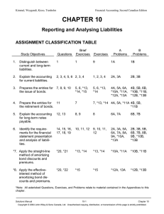 CHAPTER 10 Reporting and Analysing Liabilities ASSIGNMENT CLASSIFICATION TABLE