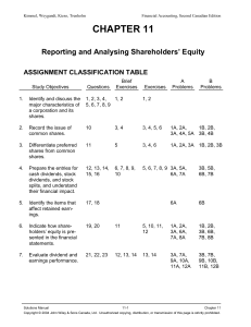 CHAPTER 11 Reporting and Analysing Shareholders’ Equity ASSIGNMENT CLASSIFICATION TABLE