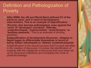 Definition and Pathologization of Poverty