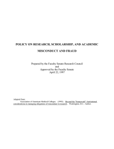 POLICY ON RESEARCH, SCHOLARSHIP, AND ACADEMIC  MISCONDUCT AND FRAUD