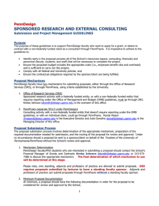 SPONSORED RESEARCH AND EXTERNAL CONSULTING  PennDesign Submission and Project Management GUIDELINES