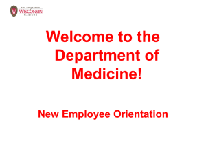 Welcome to the Department of Medicine! New Employee Orientation