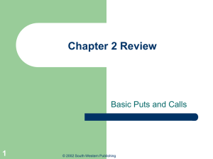 Chapter 2 Review Basic Puts and Calls 1 © 2002 South-Western Publishing