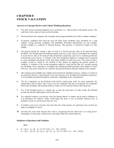 CHAPTER 8 STOCK VALUATION  Answers to Concepts Review and Critical Thinking Questions