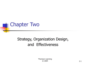 Chapter Two Strategy, Organization Design, and  Effectiveness Thomson Learning