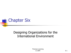 Chapter Six Designing Organizations for the International Environment Thomson Learning