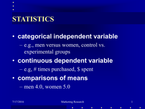 STATISTICS categorical independent variable continuous dependent variable comparisons of means