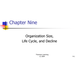 Chapter Nine Organization Size, Life Cycle, and Decline Thomson Learning
