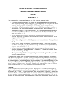 Philosophy 2236A C Environmental Philosophy  Fall 2004 ASSIGNMENT #2