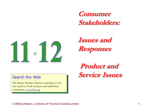 Consumer Stakeholders: Issues and Responses