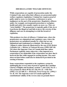 3850 REGULATORY WELFARE OFFENCES