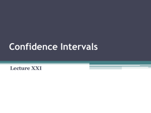 Confidence Intervals Lecture XXI