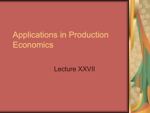 Applications in Production Economics Lecture XXVII