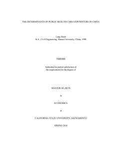 THE DETERMINANTS OF PUBLIC HEALTH CARE EXPENDITURE IN CHINA  Lang Hoch