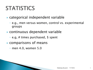 categorical independent variable continuous dependent variable comparisons of means