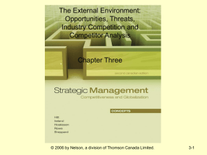 The External Environment: Opportunities, Threats, Industry Competition and Competitor Analysis