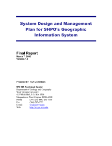 System Design and Management Plan for SHPO’s Geographic Information System