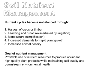 Nutrient cycles become unbalanced through: 1. Harvest of crops or timber