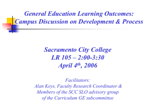 General Education Learning Outcomes: Campus Discussion on Development &amp; Process