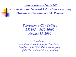Where are my GELOs? Discussion on General Education Learning Sacramento City College