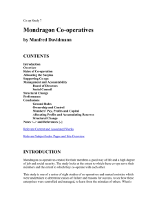 Mondragon Co-operatives by Manfred Davidmann CONTENTS