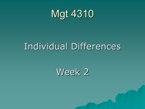 Mgt 4310 Individual Differences Week 2