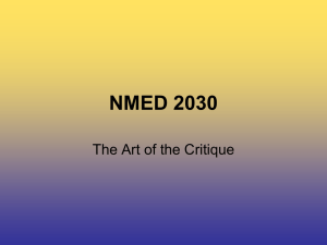 NMED 2030 The Art of the Critique