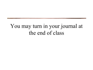 You may turn in your journal at the end of class