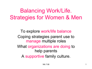 Balancing Work/Life. Strategies for Women &amp; Men To explore