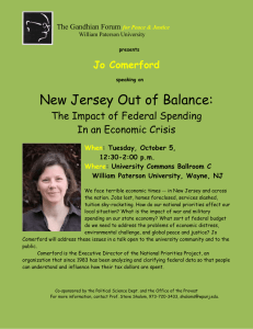 New Jersey Out of Balance: Jo Comerford The Impact of Federal Spending