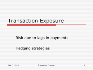 Transaction Exposure Risk due to lags in payments Hedging strategies July 17, 2016
