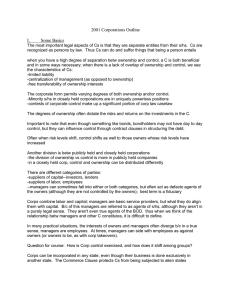 2001 Corporations Outline  I. Some Basics